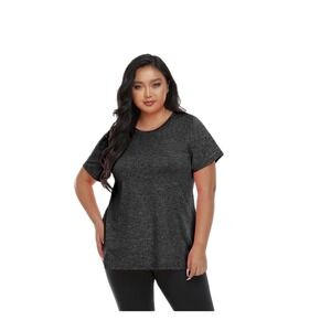 FOREYOND Women's Plus Size 2XL Workout Top Loose Fit Short Sleeves Sport Shirt‎